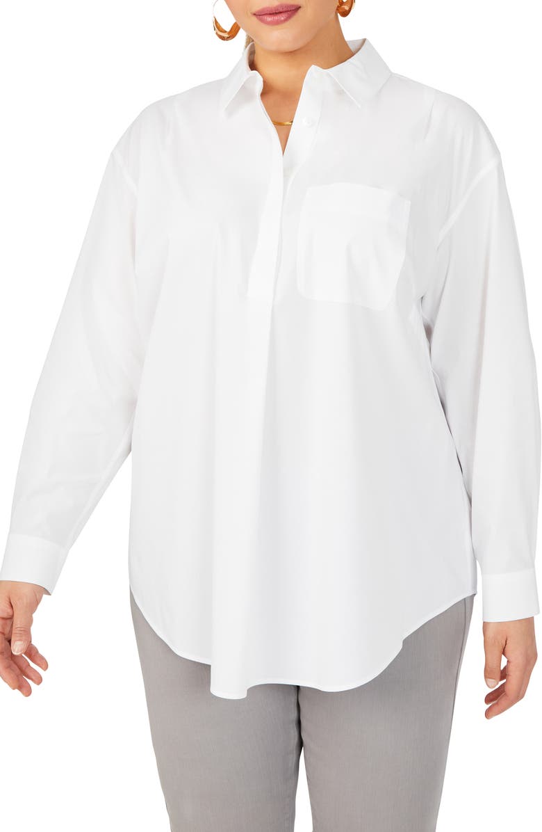 Foxcroft Lacey Non-Iron Popover Tunic Top, Main, color, 