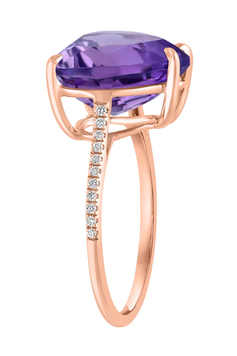 14K Rose Gold Diamond, Pink Amethyst Heart Ring, Alternate, color, 14K Gold