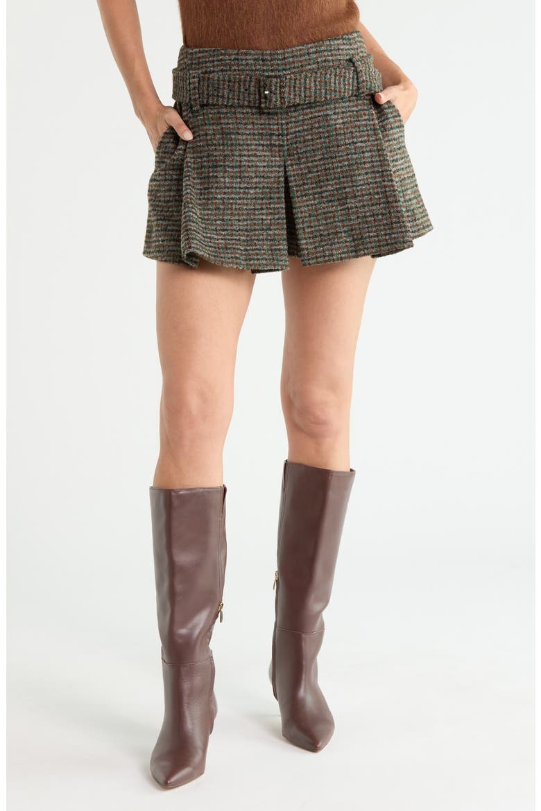 Como Belted Check Skort, Main, color, COGNAC/ FOREST