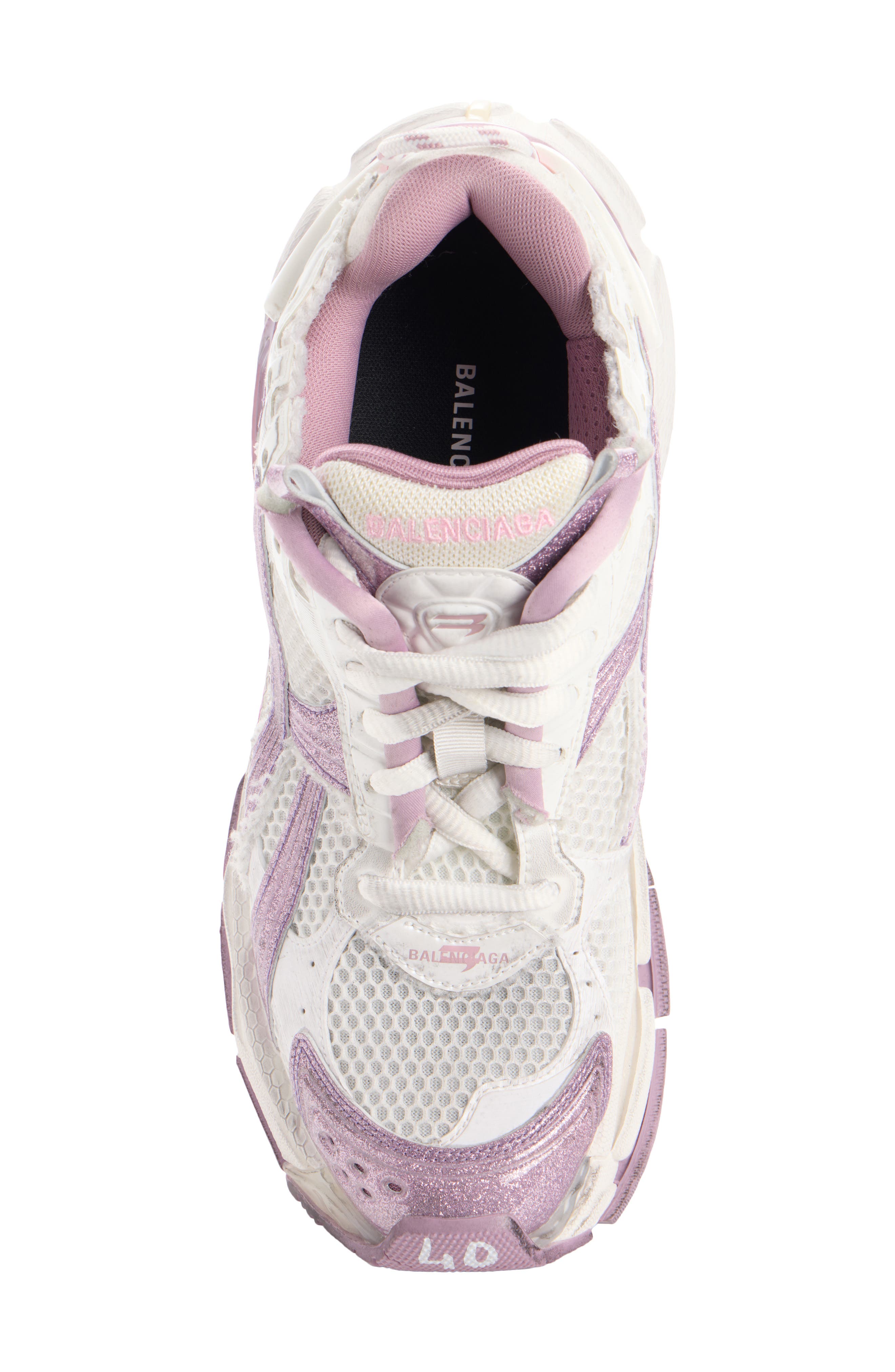 Balenciaga Glitter Runner Sneaker, Alternate, color, White/ Lilac/ Pink
