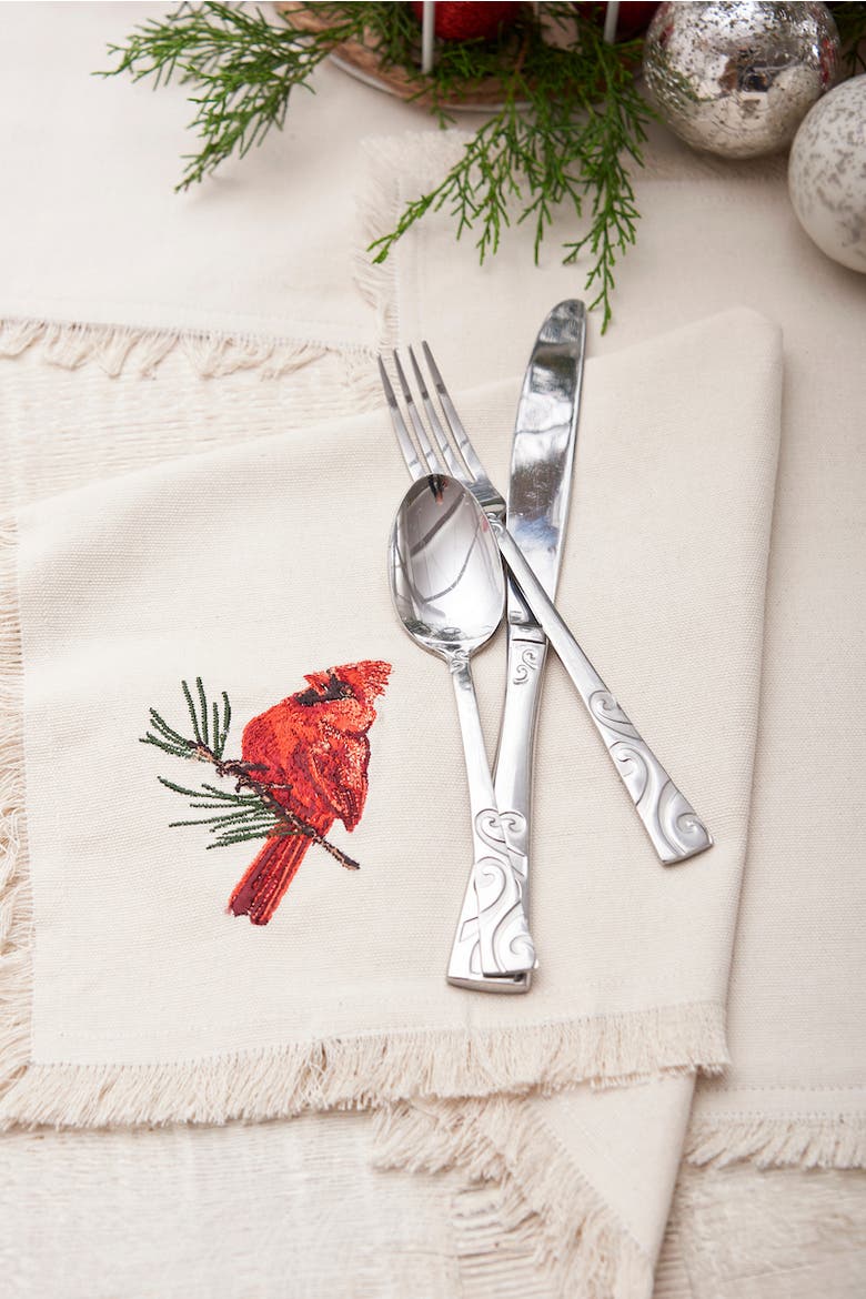 Cardinal and Branch Table Runner 14" x 72", Alternate, color, Beige