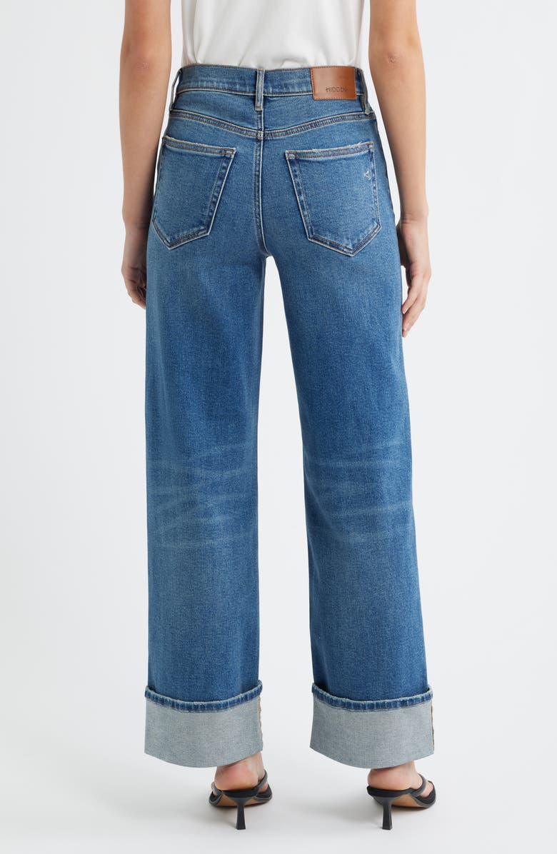 HIDDEN JEANS Cuffed High Waist Dad Jeans, Alternate, color, Dark Wash