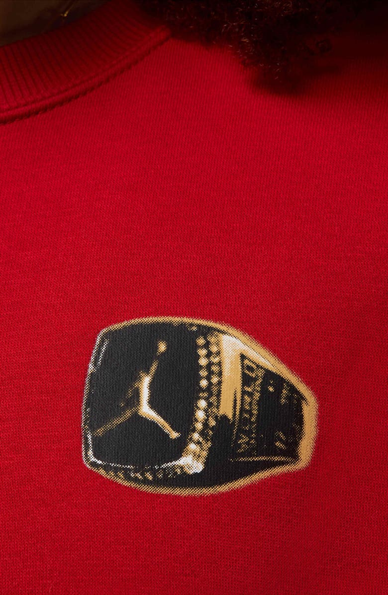 Nike Jordan Brooklyn Fleece Crewneck Sweatshirt, Alternate, color, Gym Red/ White