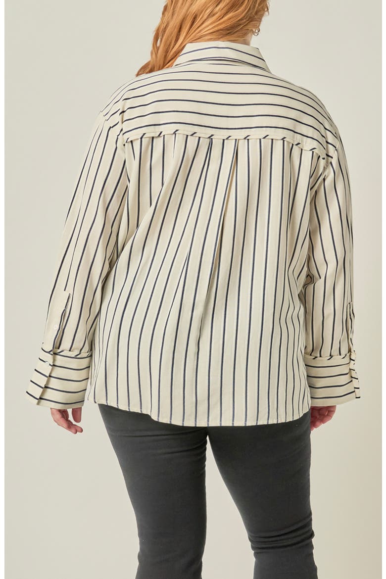 Striped Button Shirt, Alternate, color, NAVY STRIPE