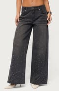 EDIKTED Embellished Low Rise Wide Leg Jeans