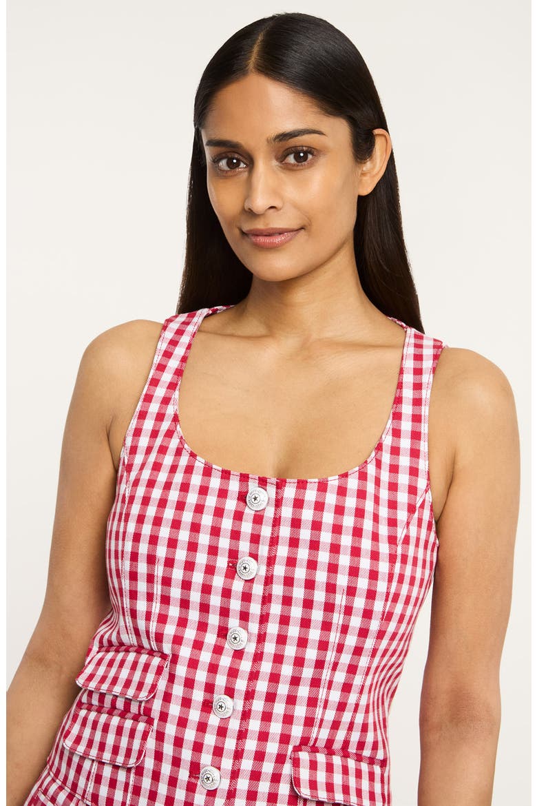 Lovina Mini Gingham Stretch Cotton Top, Alternate, color, CHILI PEPPER/ WHITE