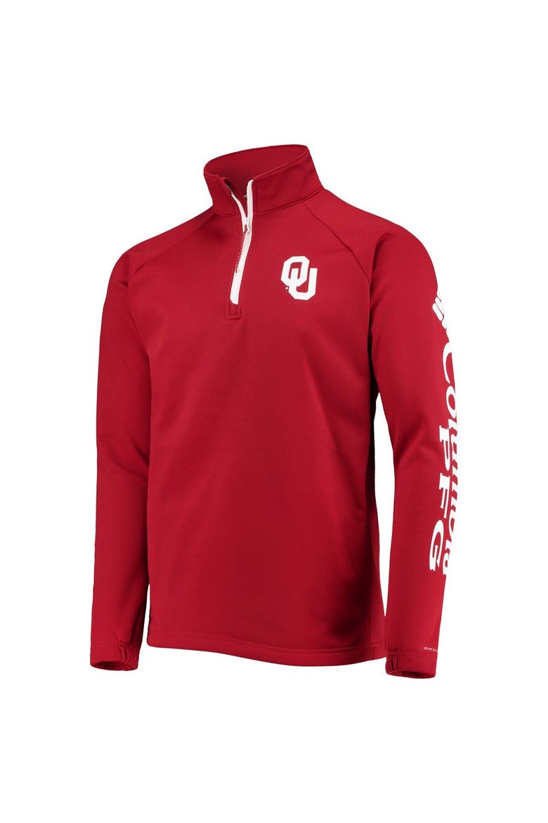 Men's Columbia Crimson Oklahoma Sooners Terminal Tackle Fleece Raglan Omni-Shade Quarter-Zip Jacket, Alternate, color, Crimson