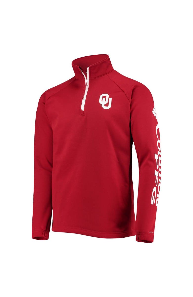 Columbia Men's Columbia Crimson Oklahoma Sooners Terminal Tackle Fleece Raglan Omni-Shade Quarter-Zip Jacket, Alternate, color, Crimson