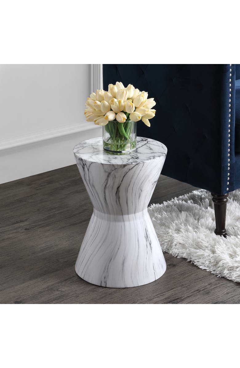 JONATHAN Y African Drum 17.3" White Marble Finish Ceramic Garden Stool, Alternate, color, White Marble Finish