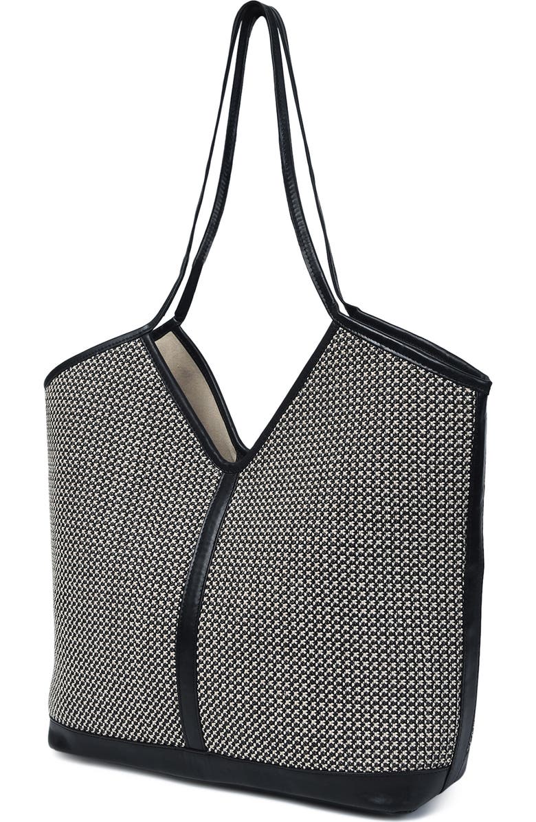 Jelavu Liliana Woven Raffia & Leather Tote Bag, Alternate, color, Black