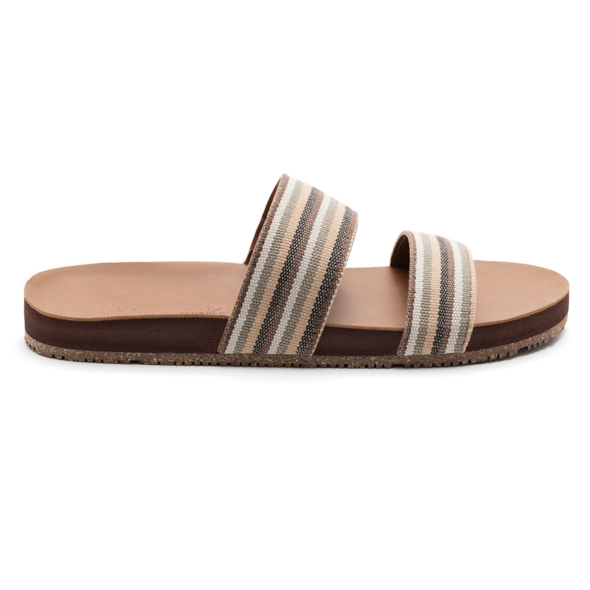 Womens Zensole Vistas Faux Leather Double Strap Slide Sandals, Alternate, color, Sienna