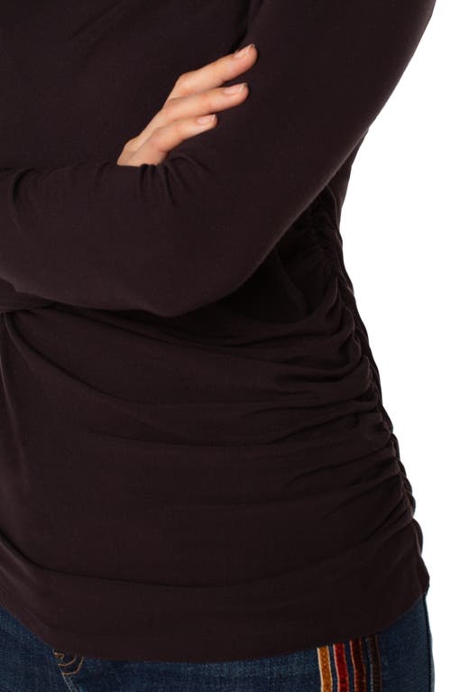 Liverpool Los Angeles Long Sleeve Ruched Knit Top In Black