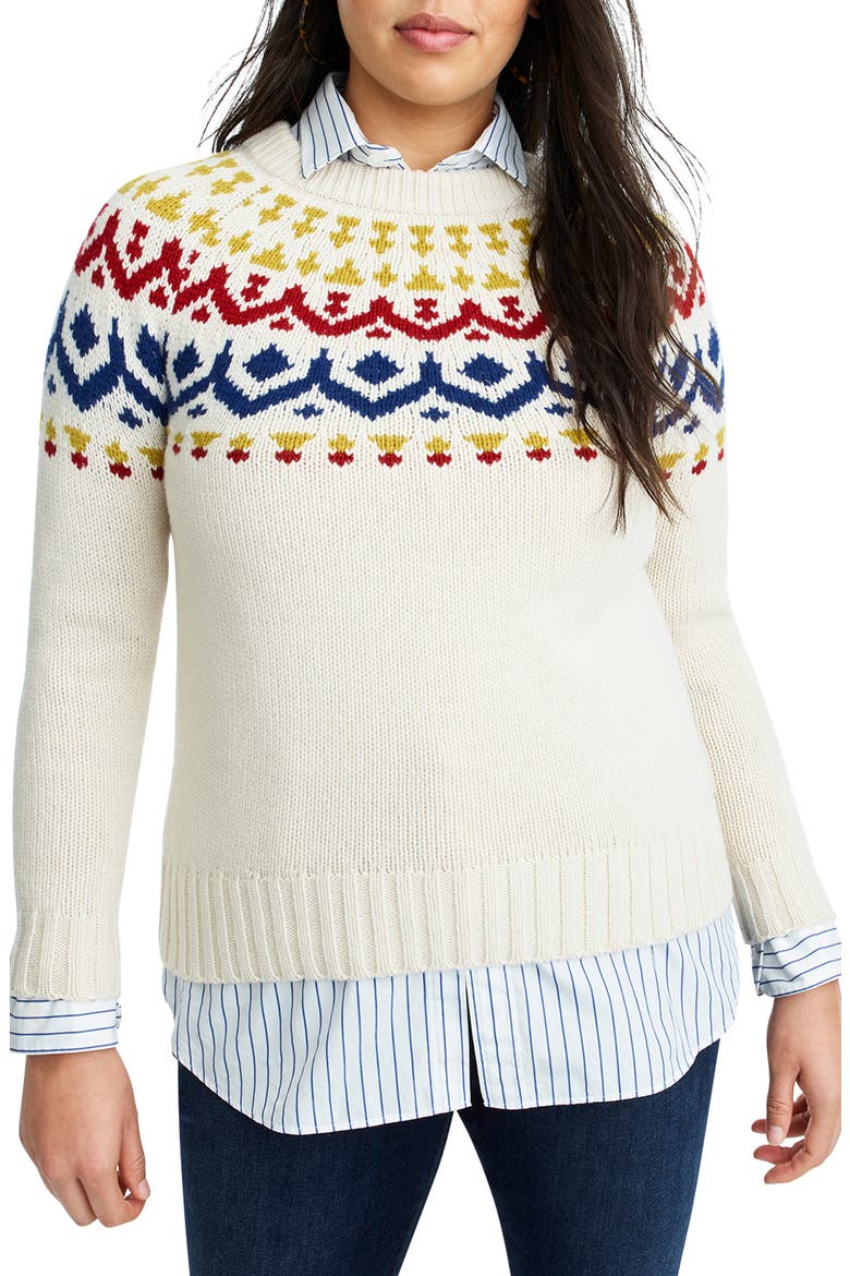 Fair Isle Sweater, Alternate, color, NATURAL MULTI