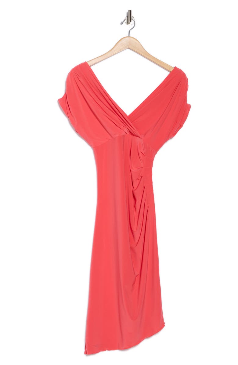Vince Camuto Cap Sleeve Asymmetric Hem Body-Con Dress, Alternate, color, Guava