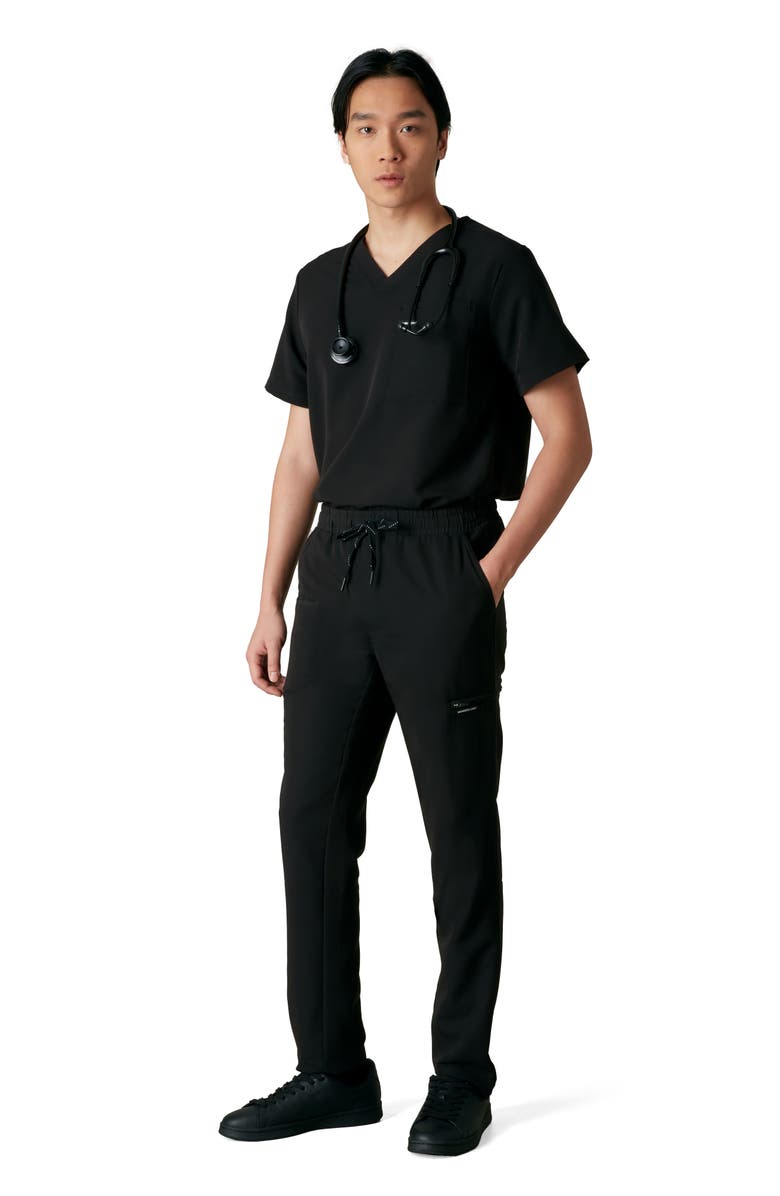 Members Only Hampton Open Bottom Scrub Pants, Alternate, color, Black