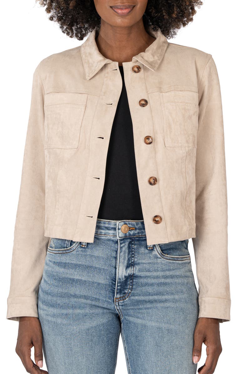 KUT from the Kloth Matilda Crop Faux Suede Jacket, Main, color,