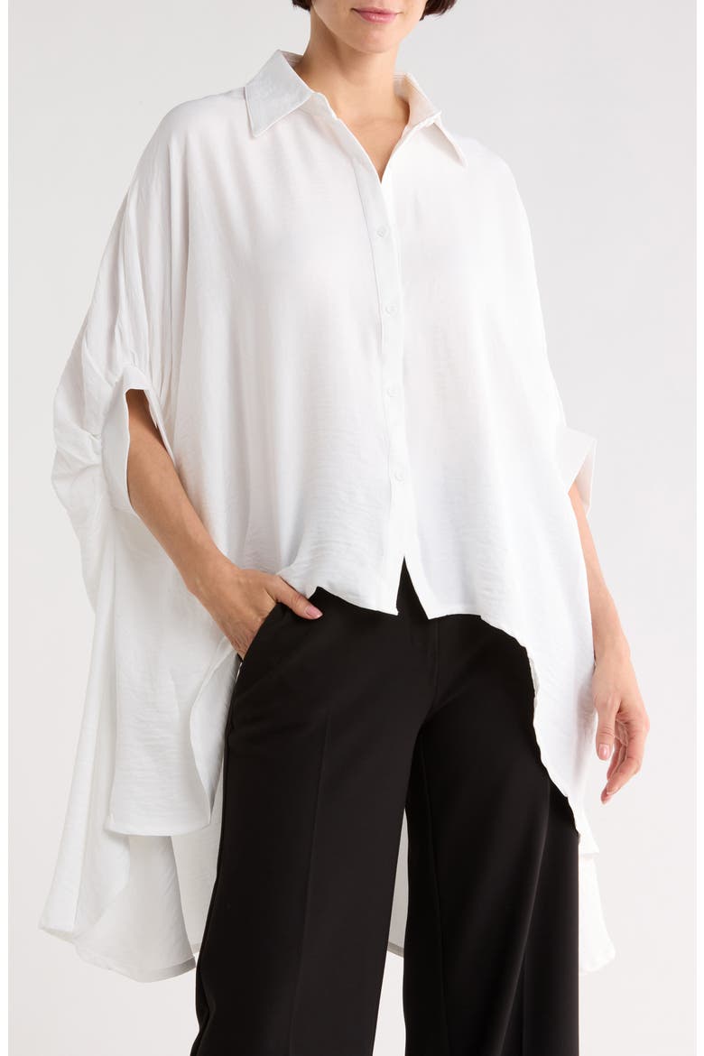 Oversized Button-Up Top, Main, color, WHITE