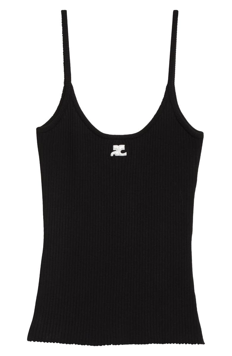 Courrèges Logo Rib Tank Top, Alternate, color, Black