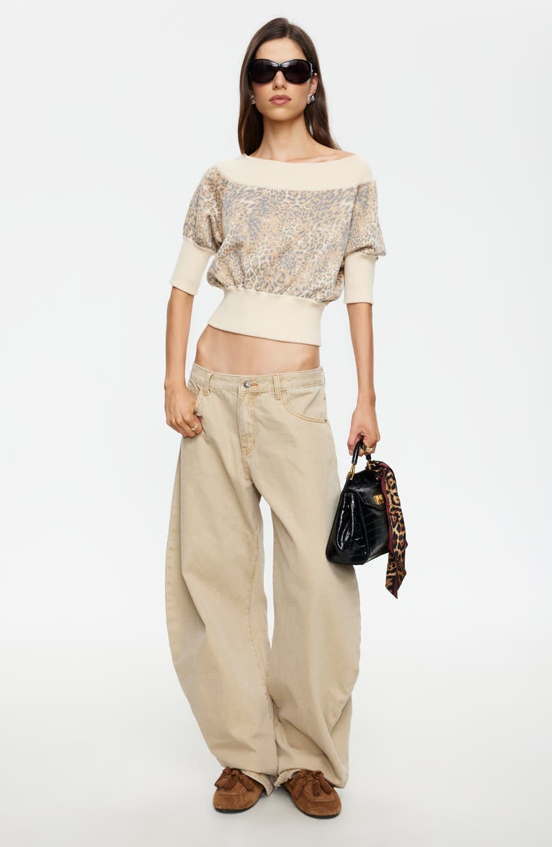 LIONESS Adriana Off the Shoulder Sweater, Alternate, color, Leopard