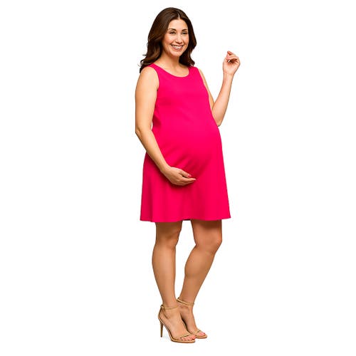 24seven Comfort Apparel Maternity Solid Color Sleeveless Mini Shift Dress In Pink