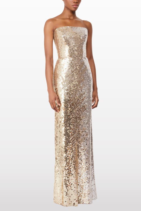 Caron Sequin-Embellished Strapless Maxi Dress