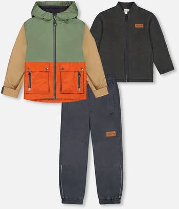 Deux par Deux Baby Boy's 3-In-1 Mid-Season Outerwear Set Gray