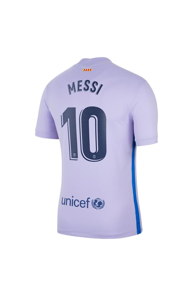 Nike Men's Nike Lionel Messi Purple Barcelona 2021/22 Away Stadium Replica Player Jersey, Alternate, color,