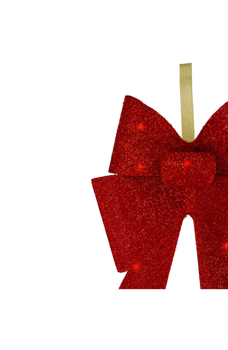 Northlight 26" LED Lighted Red Tinsel Bow Christmas Decoration, Alternate, color, 