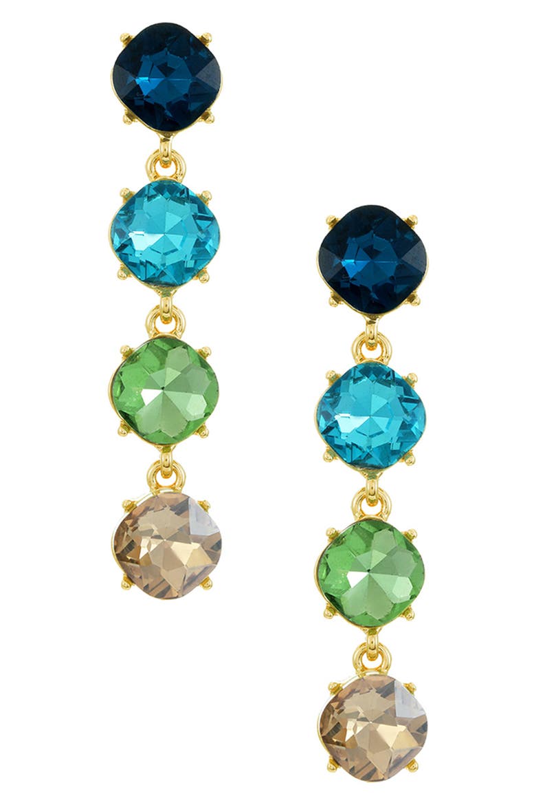 Four the Money Crystal Drop Earrings, Main, color, BLUE