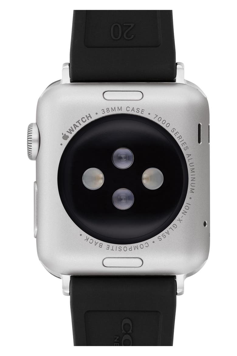 Quilted Silicone 38mm Apple Watch® Watchband, Alternate, color, BLACK