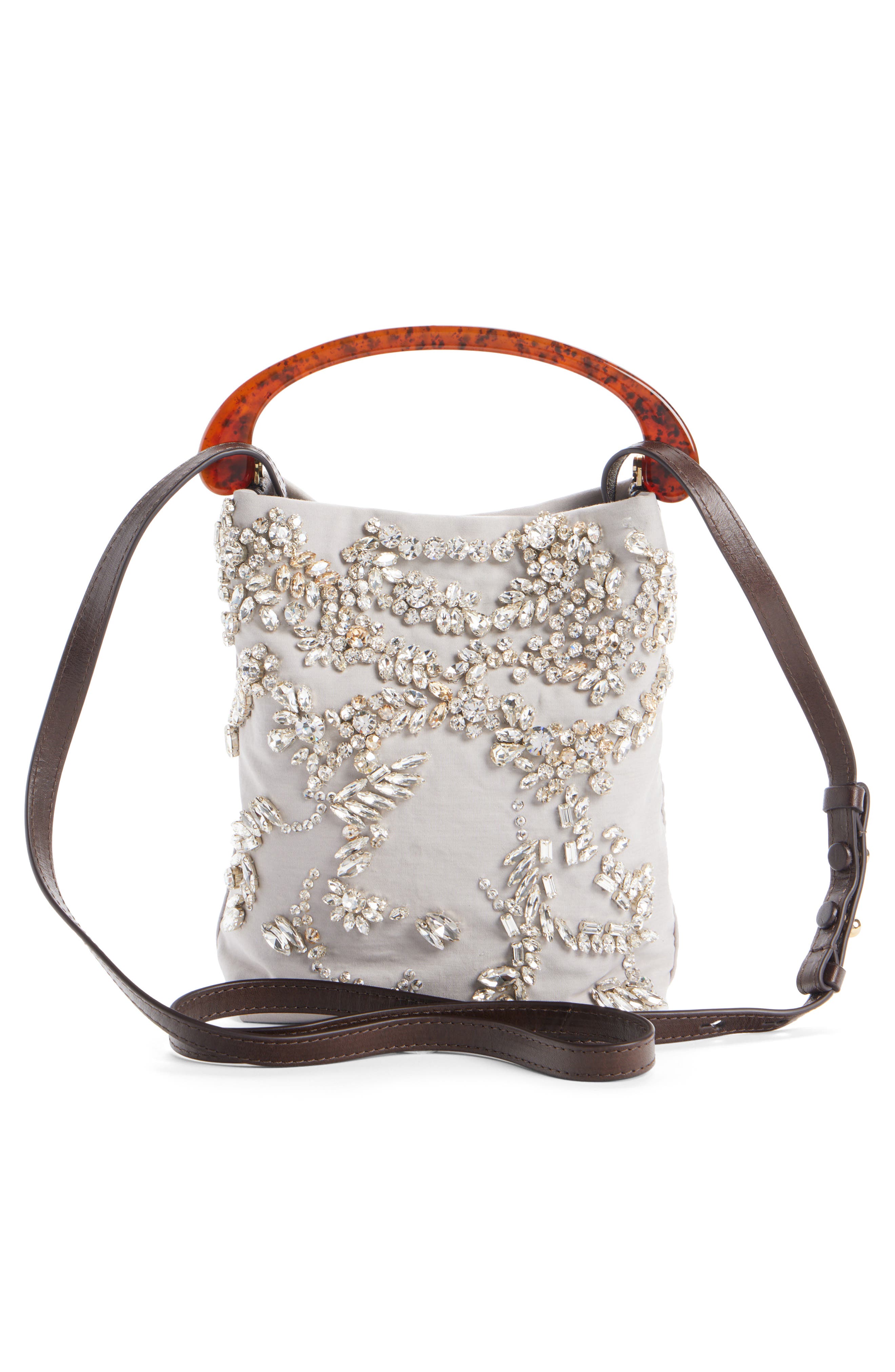 Dries Van Noten Micro Crystal Embellished Top Handle Bag, Alternate, color, 800 Light Grey