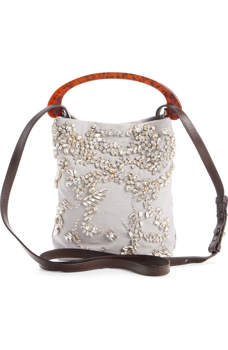Dries Van Noten Micro Crystal Embellished Top Handle Bag, Alternate, color, 800 Light Grey