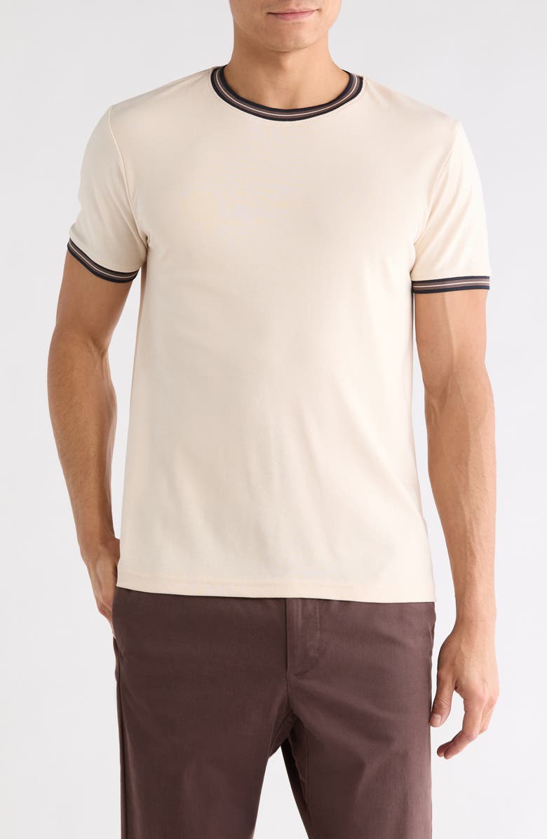 DENIM AND FLOWER Tipped Crewneck T-Shirt, Main, color, Cream