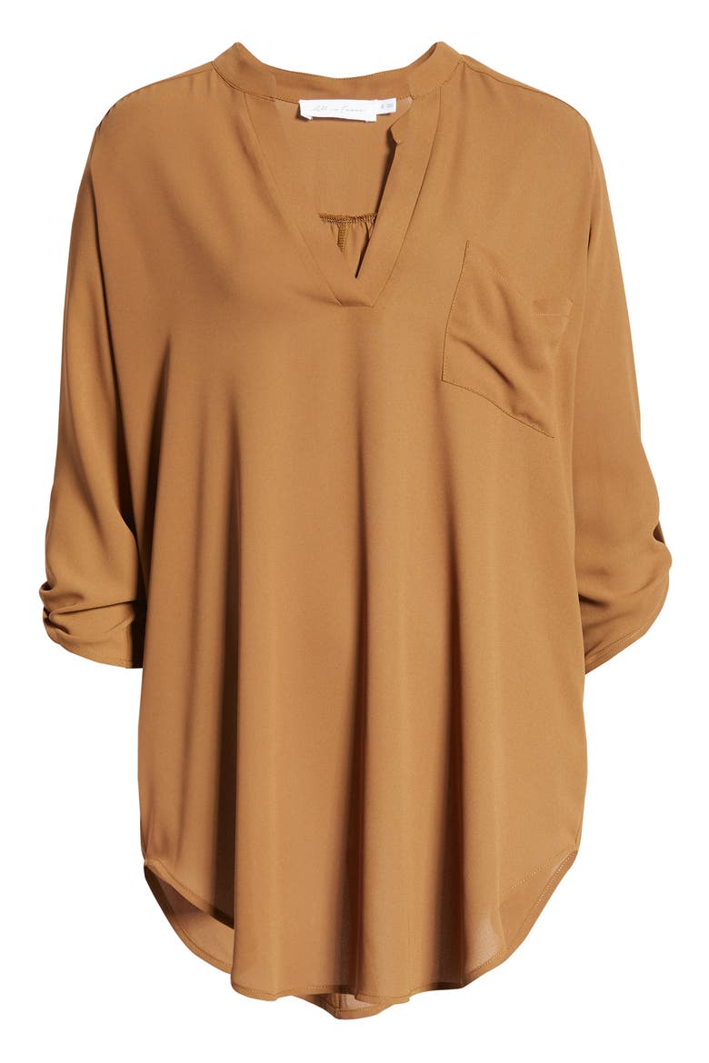 Perfect Henley Tunic, Alternate, color, BROWN