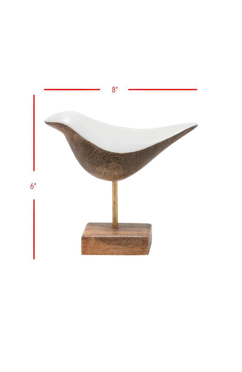 Foreside Home and Garden Multicolored Handcarved Wood Bird Figurine, Alternate, color, Brown