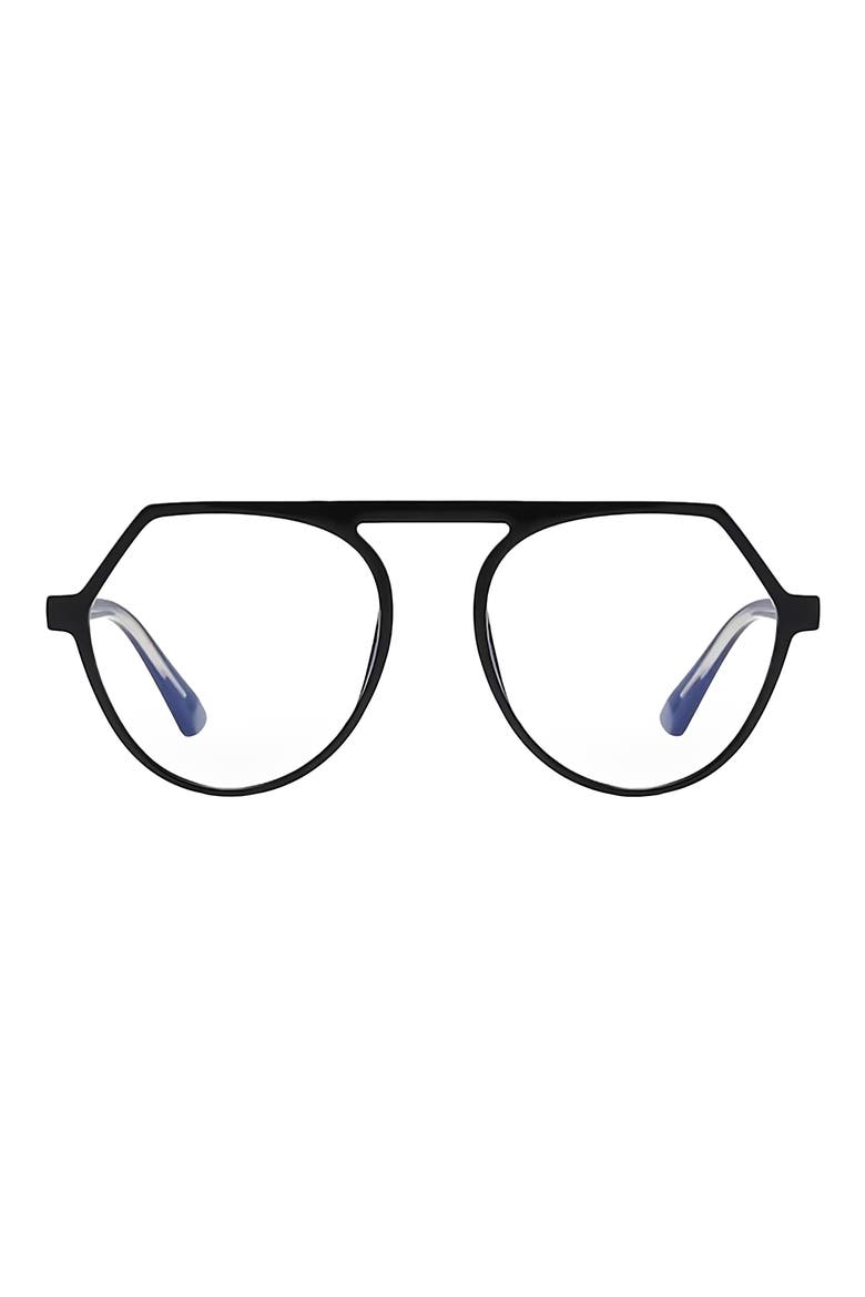 Carter 53mm Round Blue Light Blocking Glasses, Main, color, BLACK / CLEAR