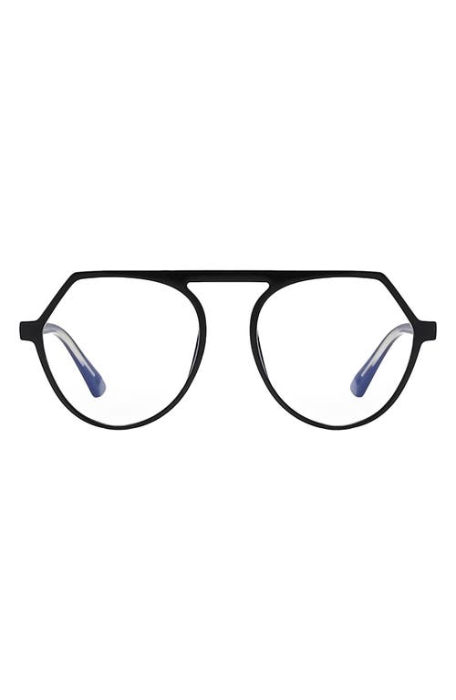 Fifth & Ninth Carter 53mm Round Blue Light Blocking Glasses in Black /Clear 