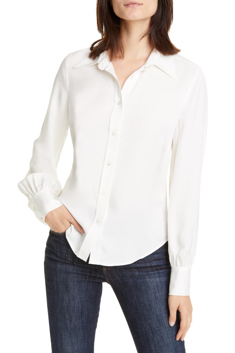 '70s Silk Shirt, Main, color, BLANC