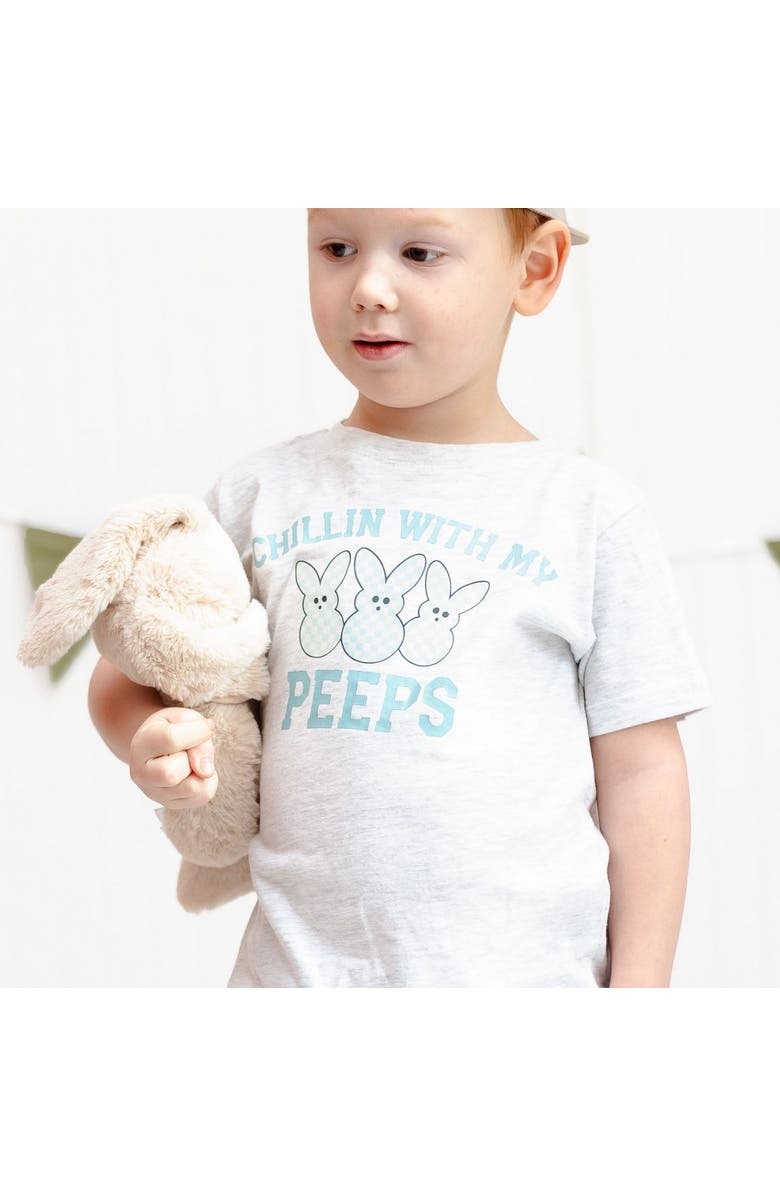 Sweet Wink Chillin With My Peeps Checker Easter Short Sleeve T-Shirt, Alternate, color, Ash