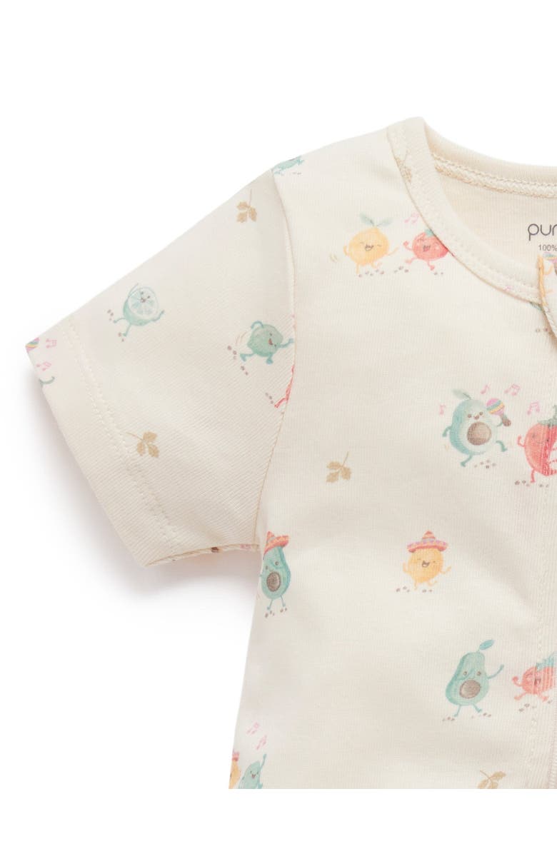 Purebaby 2 Pack Short Sleeve Zip Romper Pinata, Alternate, color, Pinata Print