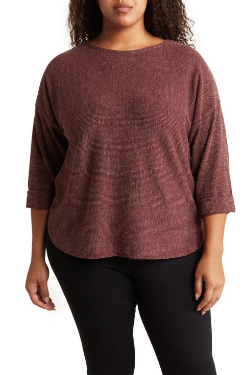 Three-Quarter Sleeve Rib Top (Plus)