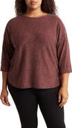 MAX STUDIO Three-Quarter Sleeve Rib Top