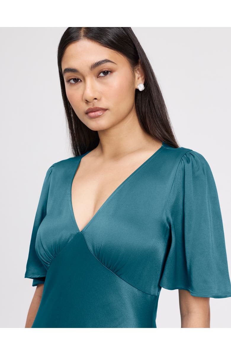 Ghost London Arabella Angel Sleeve Satin Maxi Dress, Alternate, color, Emerald
