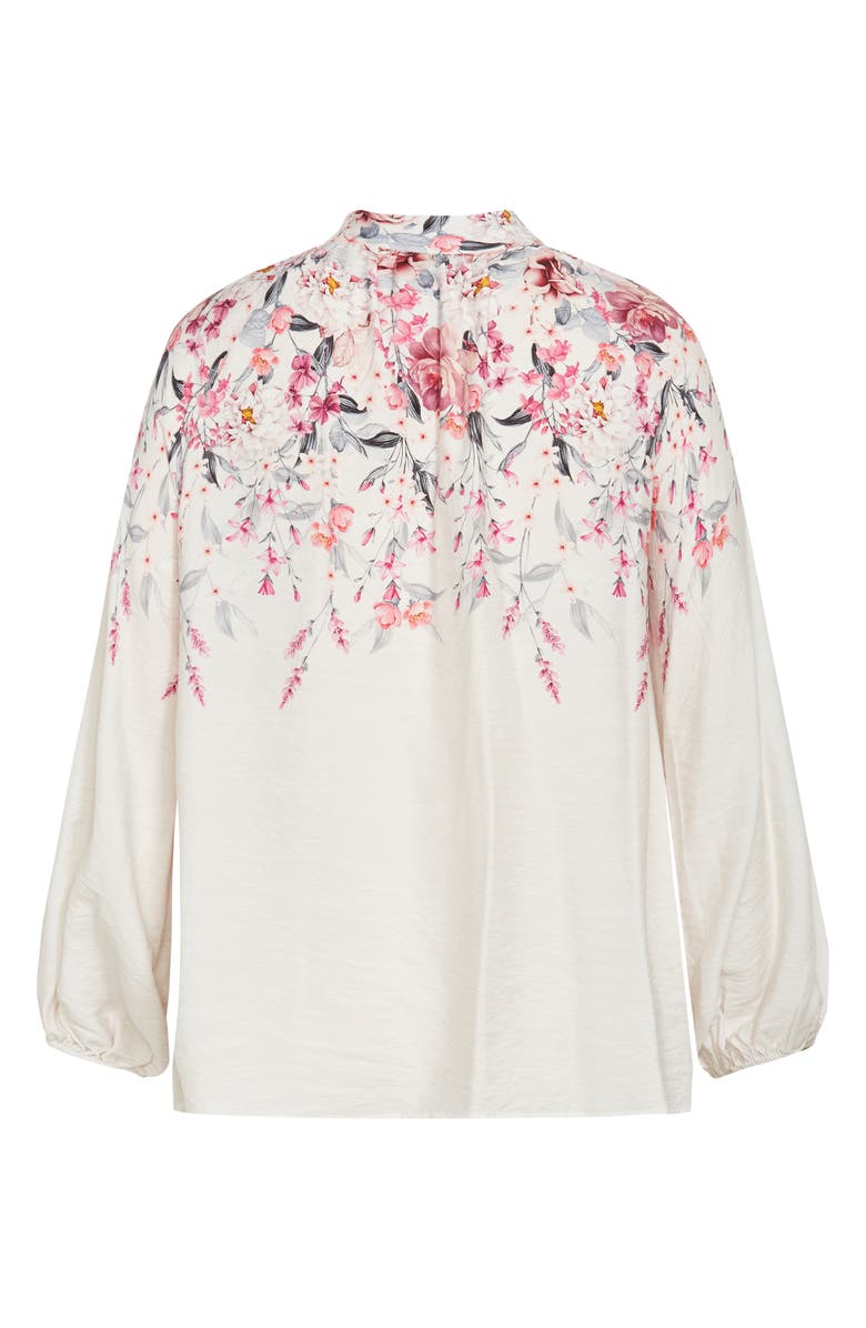 City Chic Keyla Floral Long Sleeve Satin Top, Alternate, color, 