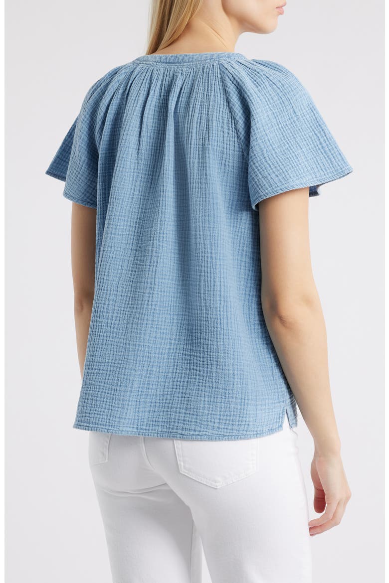 Lark Cotton Gauze Button-Up Shirt, Alternate, color, BLUE ACID WASH
