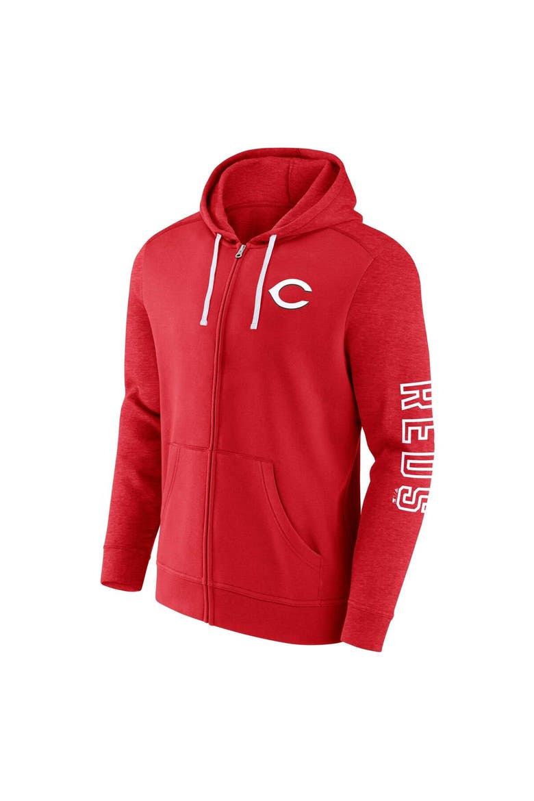Men's Fanatics Branded Red Cincinnati Reds Offensive Line Up Lightweight Full-Zip Hoodie, Alternate, color, Red