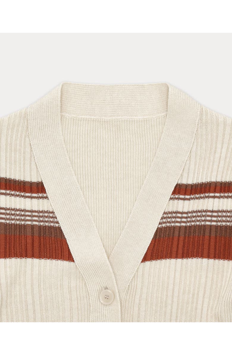 Fortela Clarisse Striped Cardigan, Alternate, color, Clay