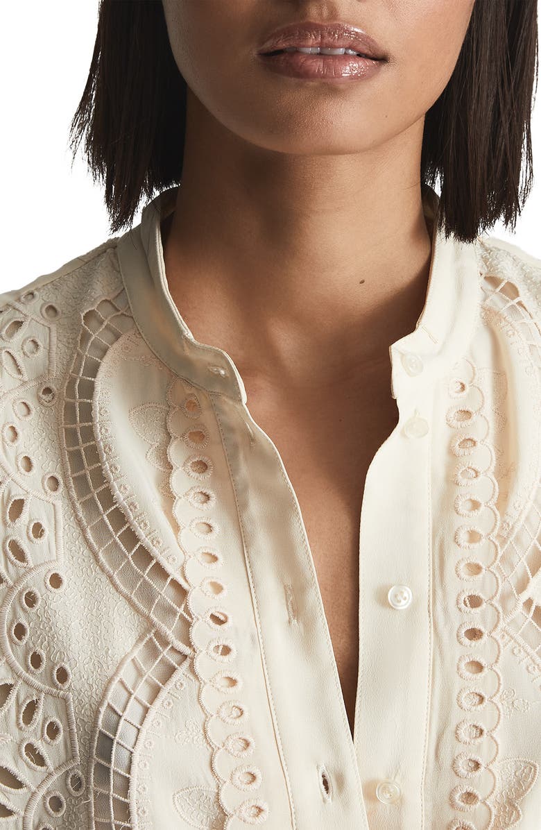 Reiss Karina Lace Placket Button-Up Blouse, Alternate, color, 