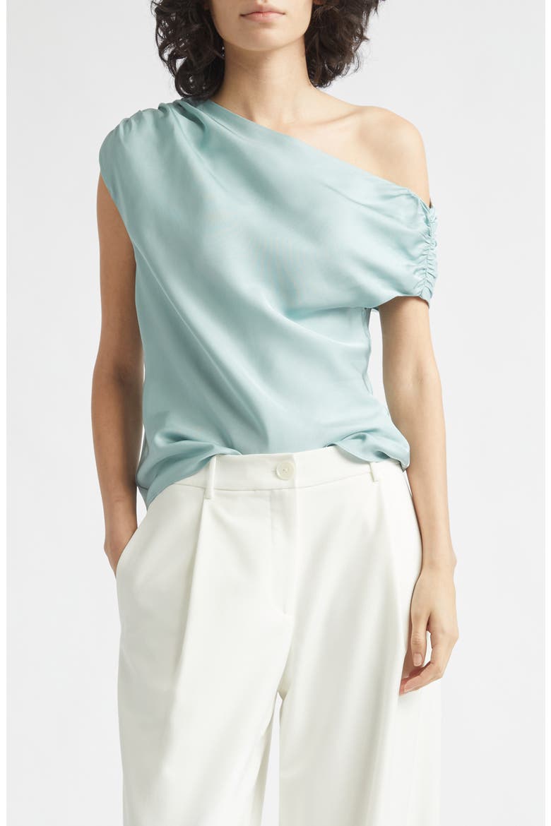 Veda Ruched One-Shoulder Top, Main, color, SEABREEZE