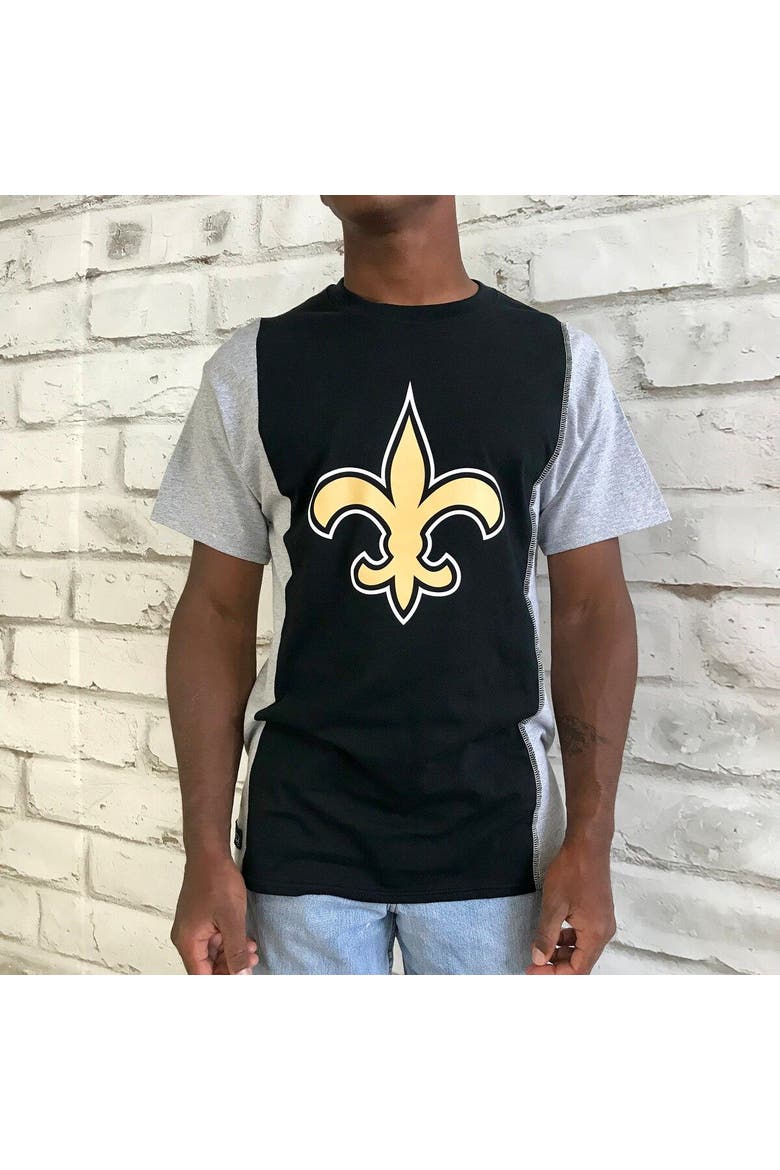 Men's Refried Apparel Black/Gray New Orleans Saints Sustainable Upcycled Split T-Shirt, Alternate, color, Black